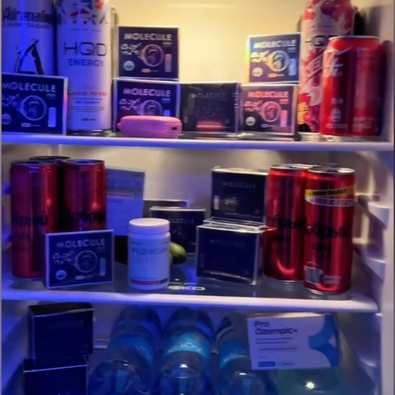 Videos shared on TikTok show fridges full of soft drinks and blue Molecule boxes.