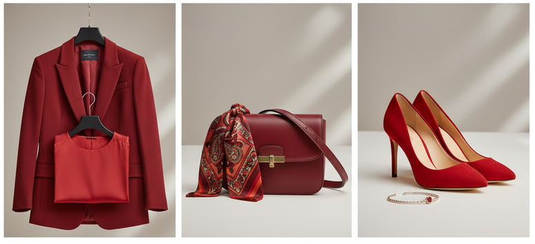 Paleta com tons de vermelho representando a cor do ano 2026