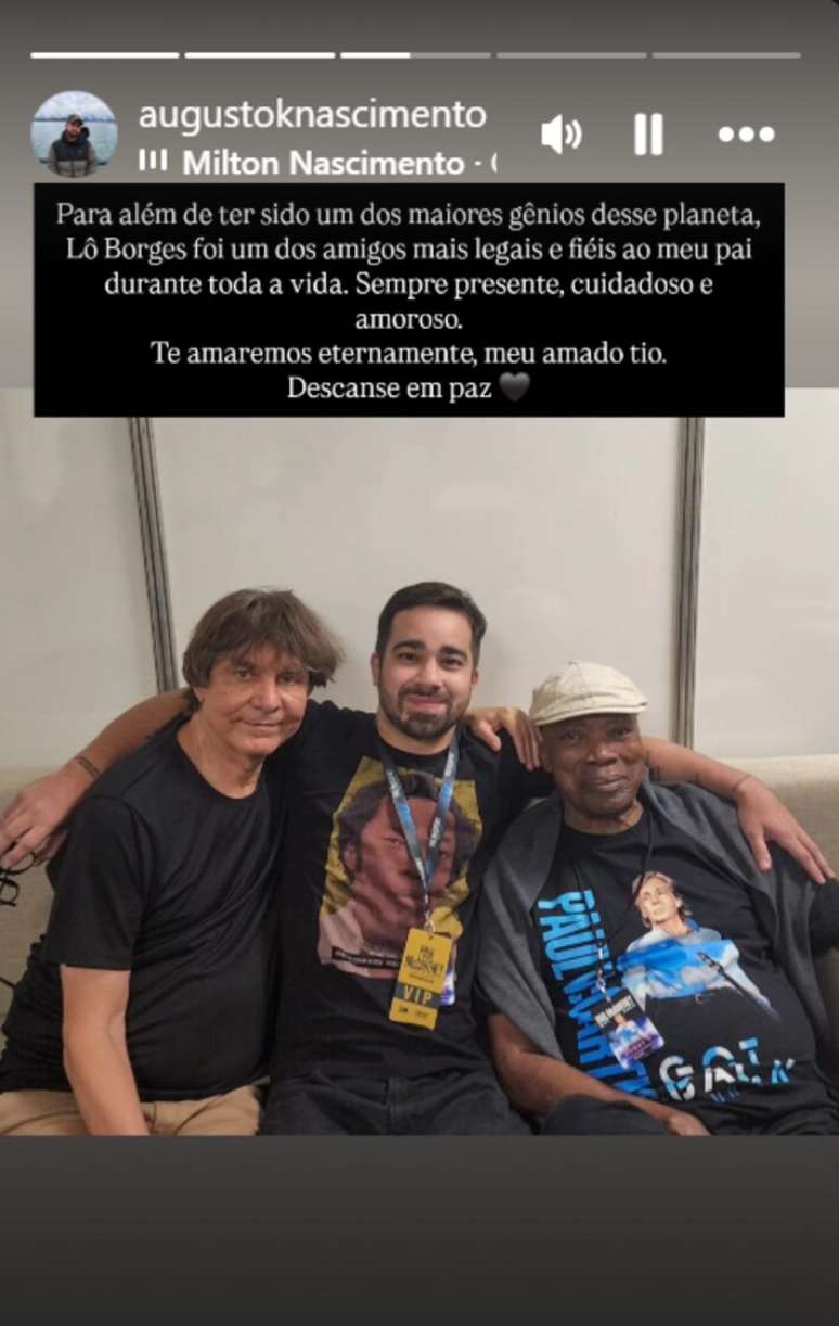 Augusto Nascimento, filho de Milton Nascimento, presta homenagem