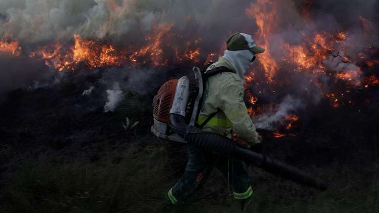 Assopradores ajudam a guiar o fogo nas queimas controladas