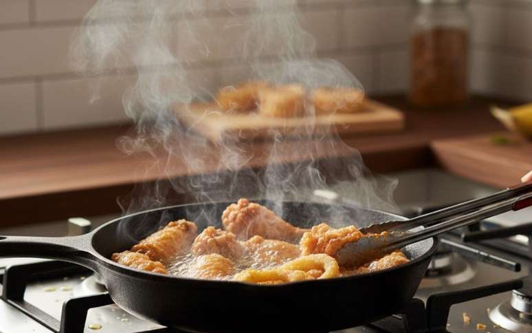Com vinagre, café e alguns cuidados na hora certa, dá para fritar o que quiser sem deixar a casa com cheiro de óleo. /