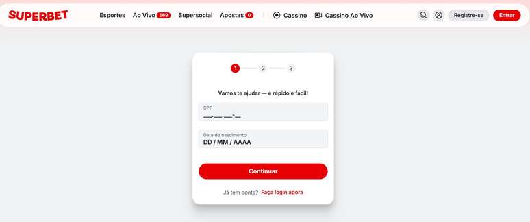 Cadastro com o código é rápido e fácil