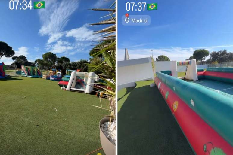 Virginia mostra área externa da mansão em que está hospedada em Madrid