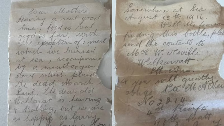 Cartas foram achadas em garrafa em praia na Austr&aacute;lia