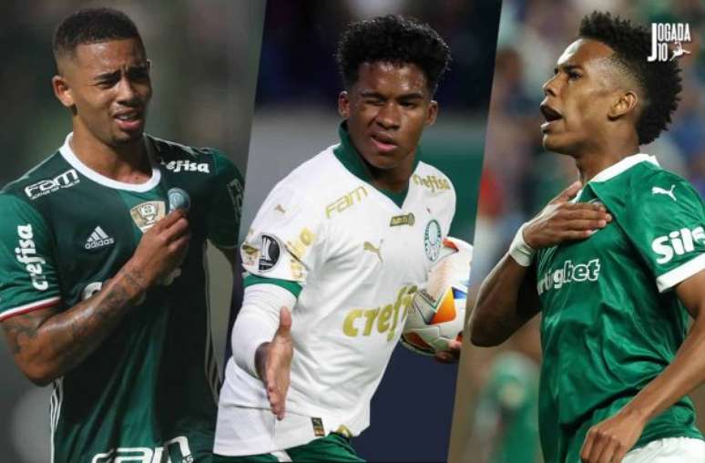 - Fotos: Cesar Greco / Palmeiras - Legenda: Gabriel Jesus, Endrick e Estêvão são três das joias da base do Palmeiras