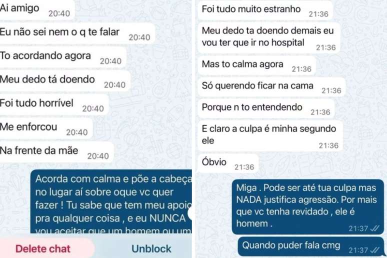 prints de Marcela com Rafa Clemente