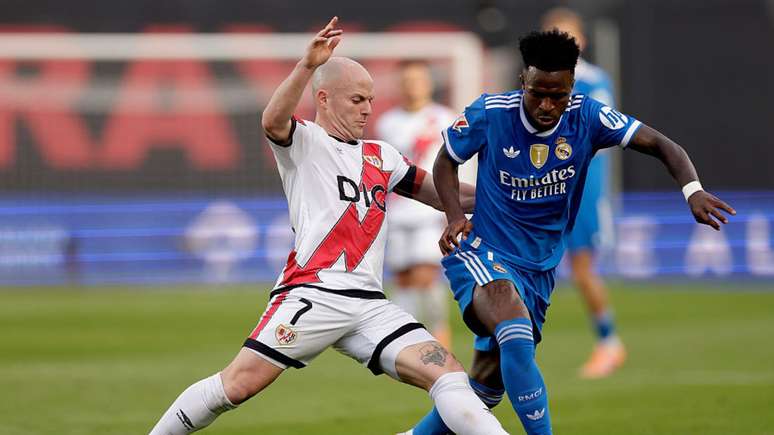 Lance do jogo entre Rayo Vallecano e Real Madrid