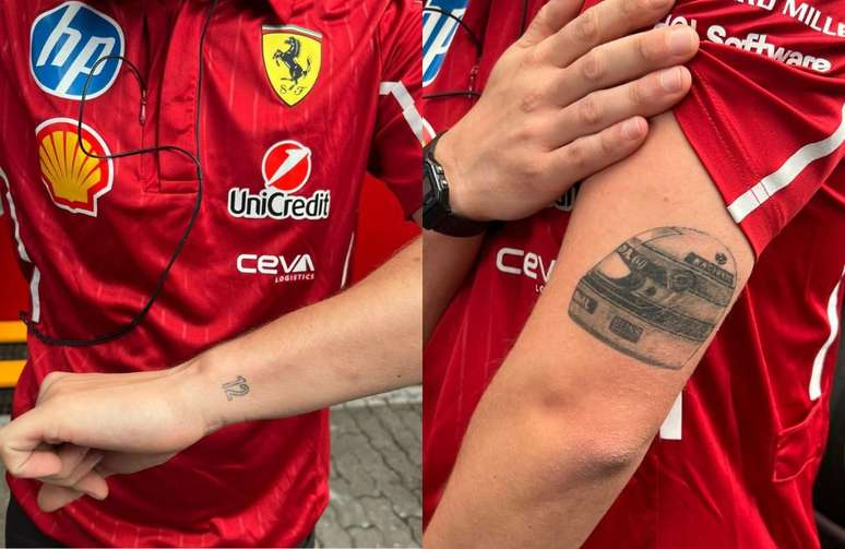 Mec&acirc;nico da Ferrari mostra tatuagens de Ayrton Senna