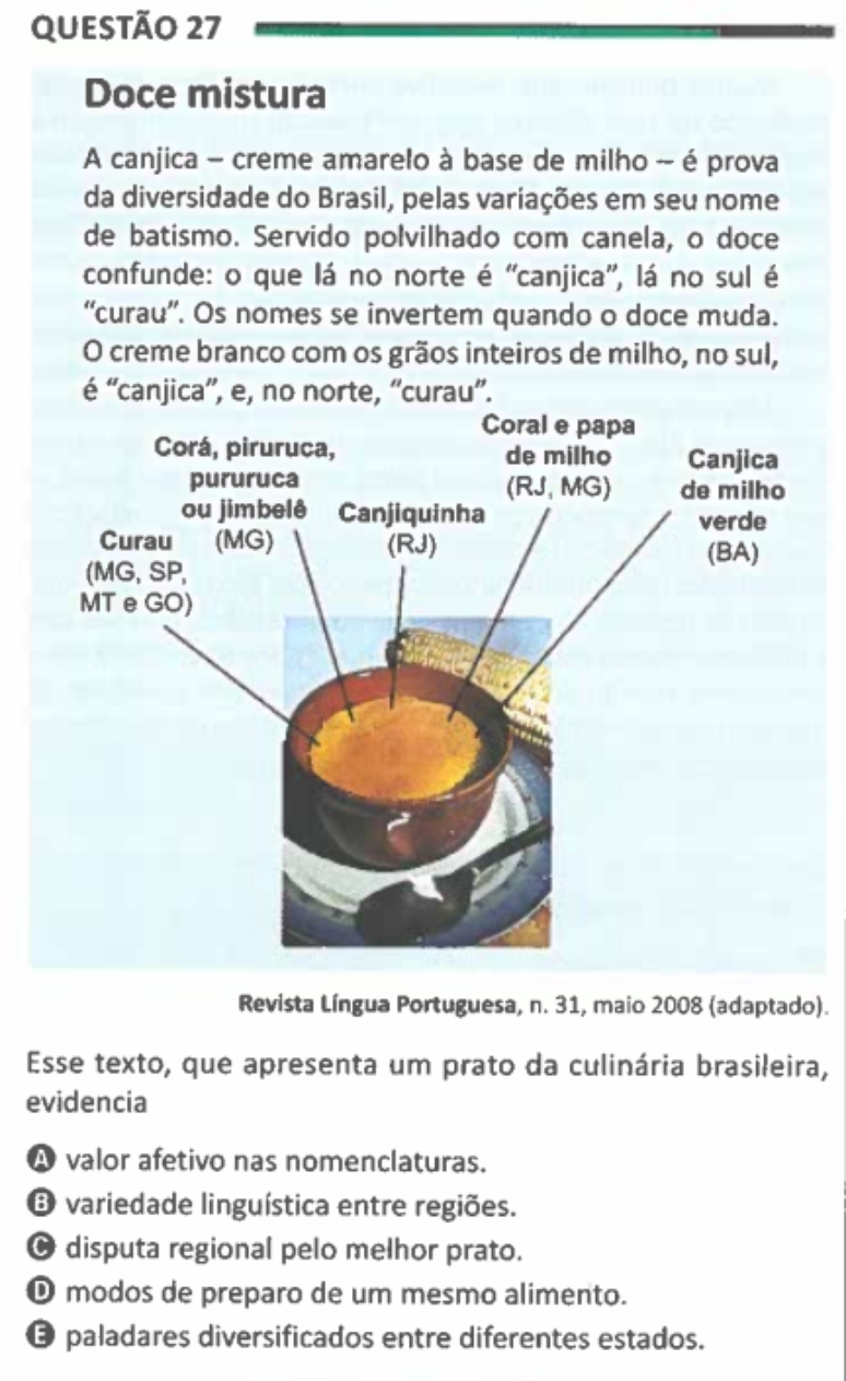 Questão 27 do Enem 2025 - caderno 4 - verde