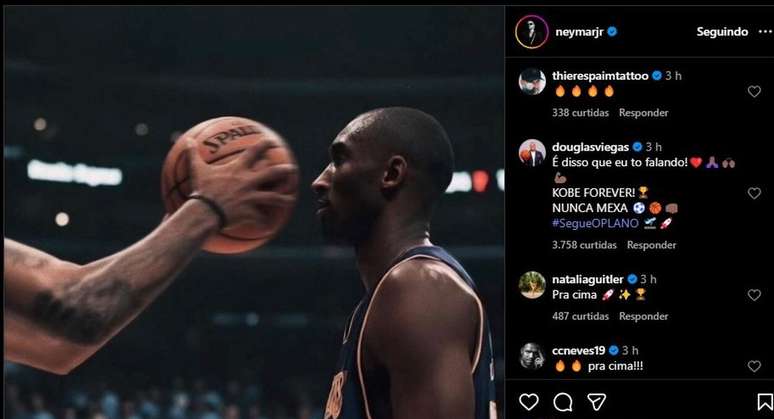 Postagem de Neymar nesta segunda-feira (10) –