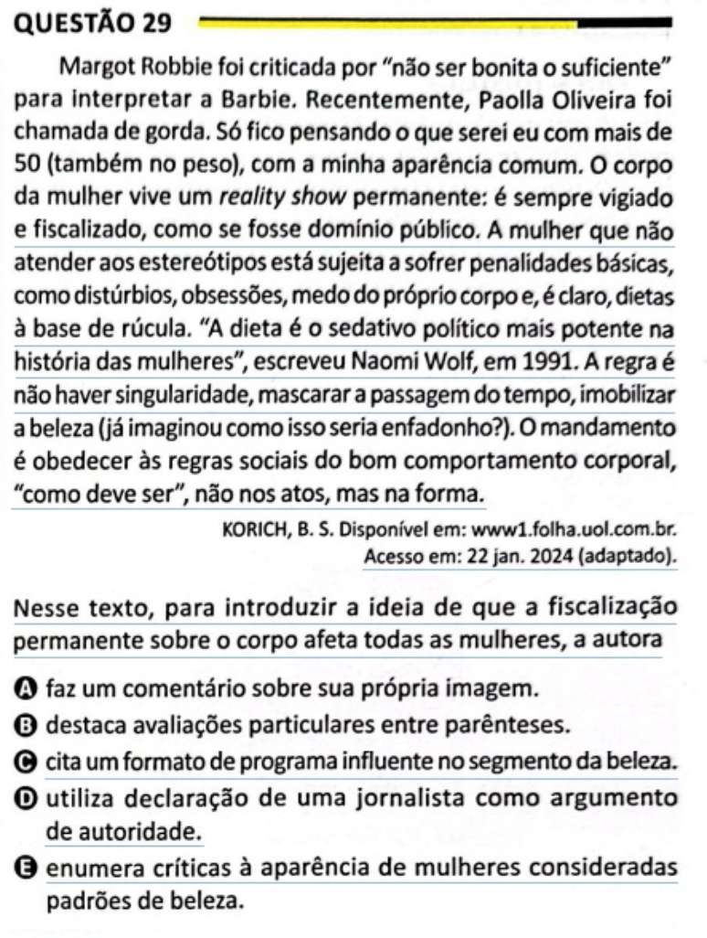 Confira as perguntas mais f&aacute;ceis e dif&iacute;ceis do Enem 2025, segundo cursinho
