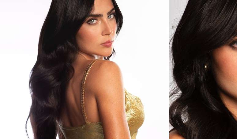 Jade Picon de cabelo preto! Atriz adota fios escuros luminosos para sua primeira vilã em novela vertical da TV Globo.