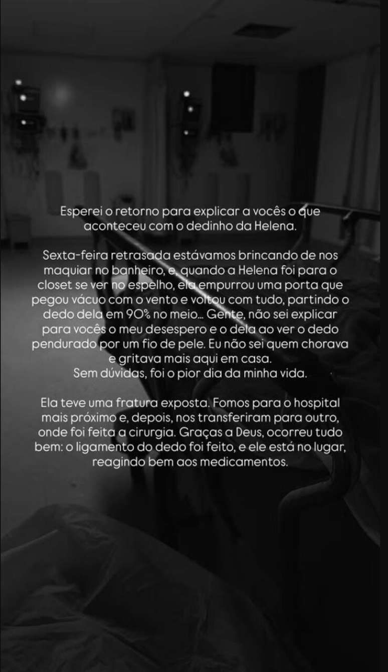 Amanda Kimberlly detalha acidente com a filha –