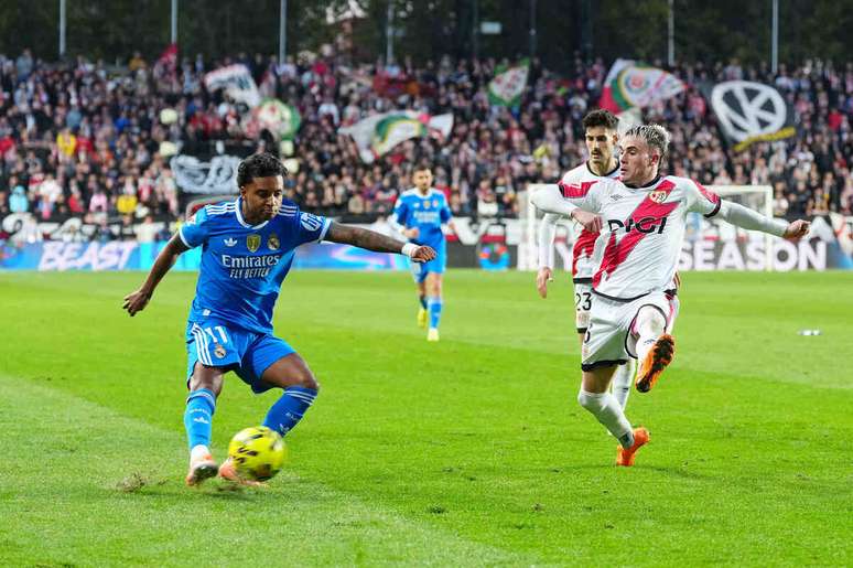 Rodrygo em ação na partida contra o Rayo Vallecano –