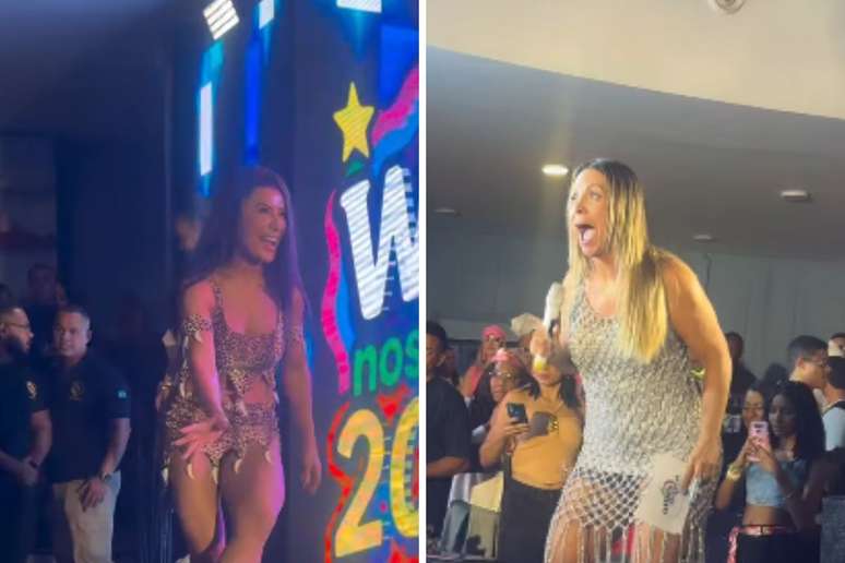 Scheila Carvalho surpreende p&uacute;blico | Carla Perez se surpreende com chegada de Scheila Carvalho