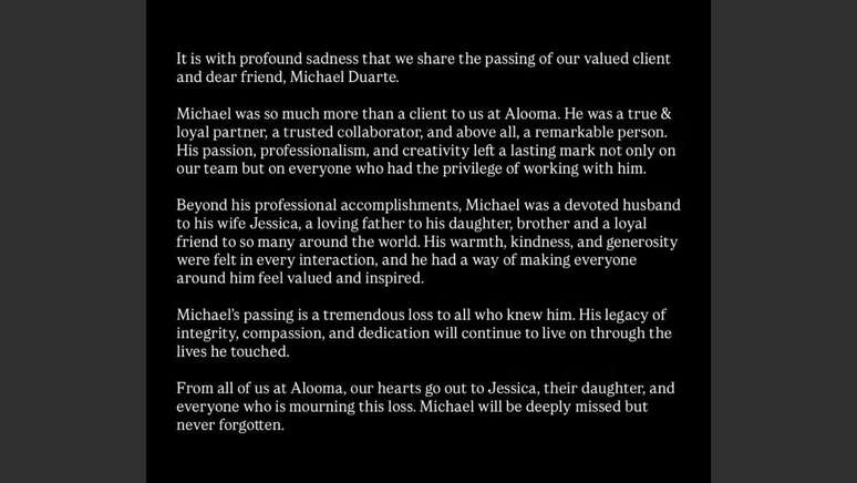 Comunicado nas redes sociais informou seguidores sobre a morte de Michael