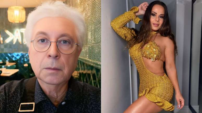 Aguinaldo Silva, autor de Três Graças, e Viviane Araujo (Reprodução/Instagram)