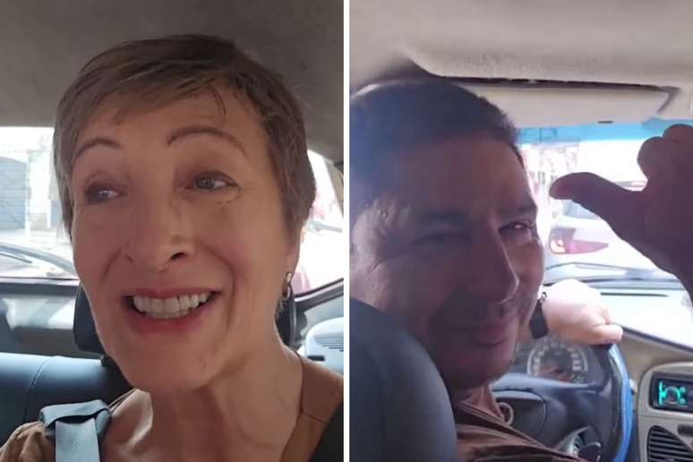 Sônia Bridi e o motorista que lhe deu carona