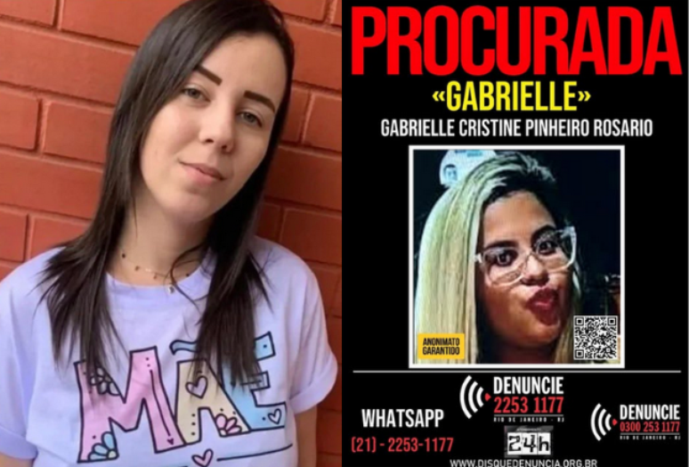Montagem: Laís (à esquerda) foi assassinada a mando de Gabrielle (à direita), procurada pela Polícia Civil do Rio de Janeiro