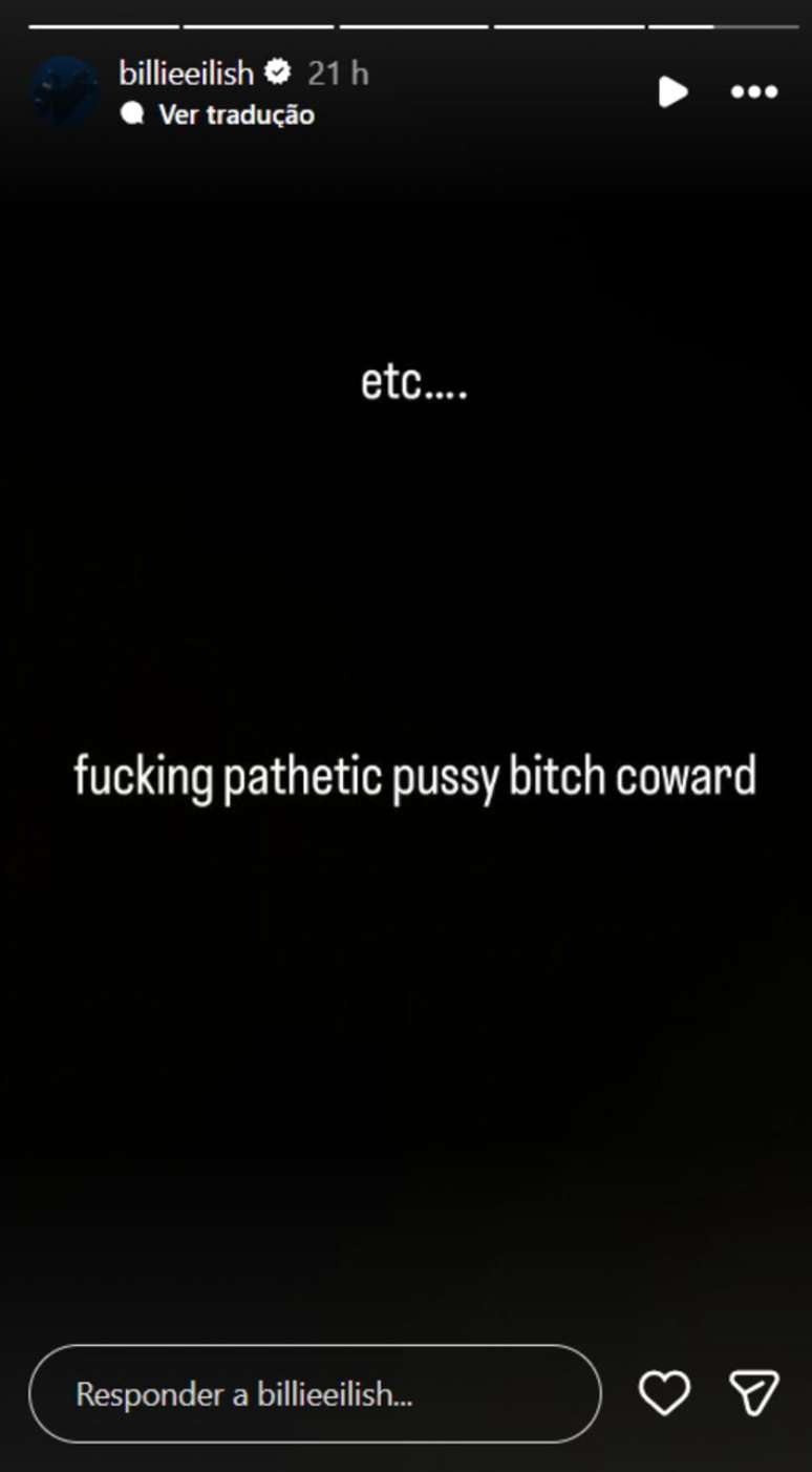 Billie Eilish usou o Instagram para criticar ac&uacute;mulo de riqueza de Elon Musk