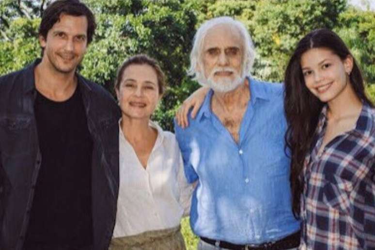 Vladimir Bryshta, Adriana Esteves, Francisco Coco and Vittoria Strada after filming