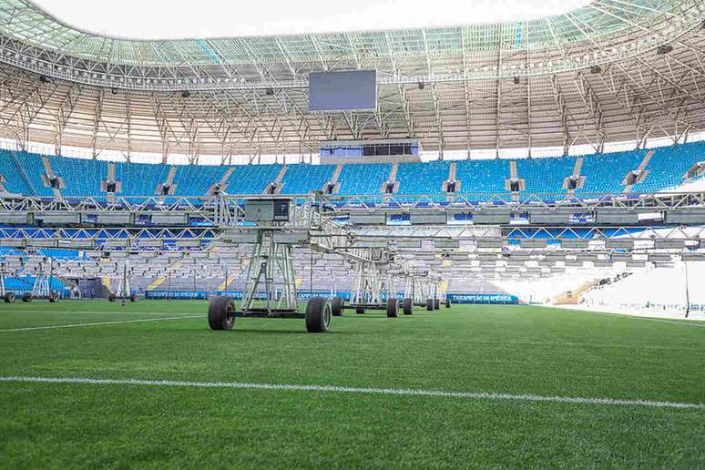 Gr&ecirc;mio investiu em sistema de ilumina&ccedil;&atilde;o suplementar na Arena &ndash; FOTO: ANGELO PIERETTI/GR&Ecirc;MIO FBPA