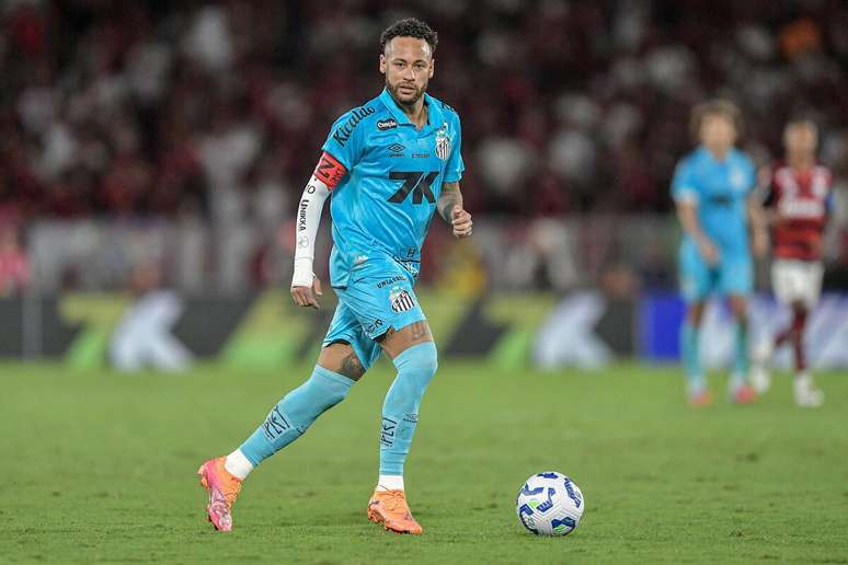 Neymar (Santos) durante jogo contra o Flamengo, no dia 09.11.2025