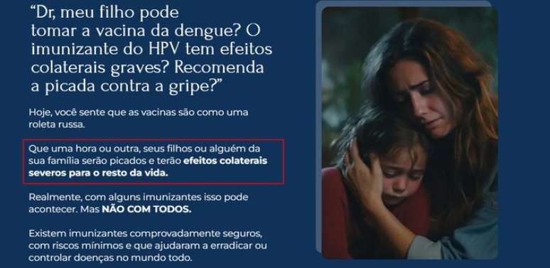 Reprodução do site em que Francisco Cardoso comercializa curso ‘Jornada de Segurança na Imunização’
