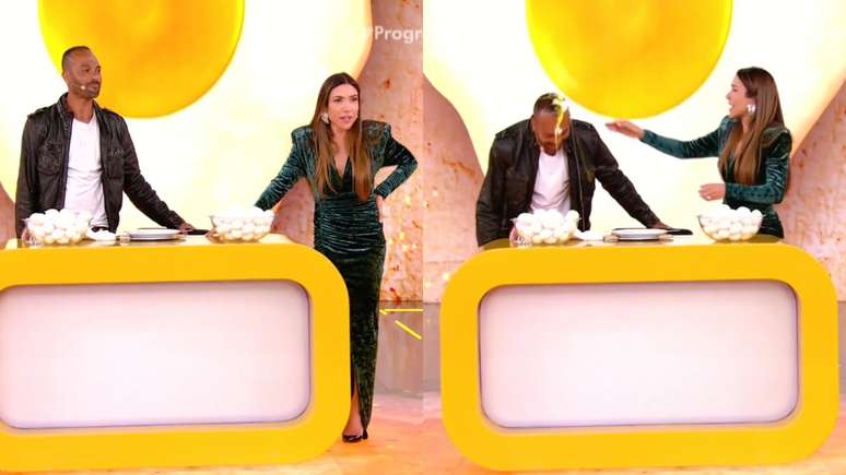 Patricia Abravanel and program participant Silvio Santos (clone/SBT)