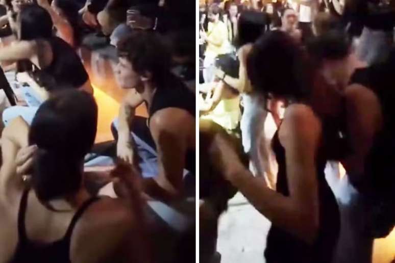 Bruna Marquezine e Shawn Mendes em roda de samba