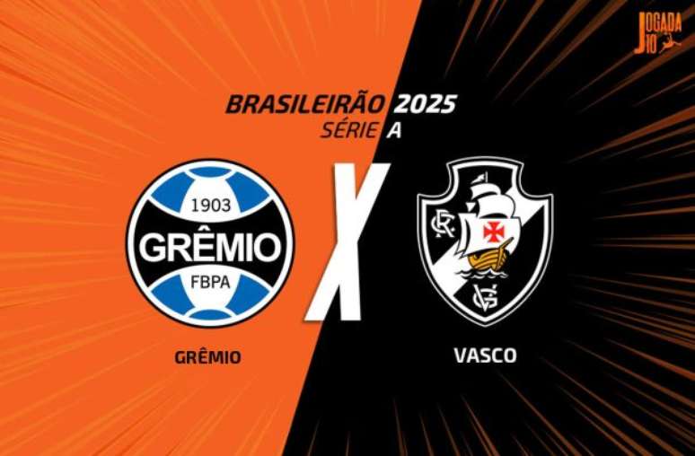 Arte Jogada10 - Legenda: Grêmio x Vasco: onde assistir, escalações e arbitragem