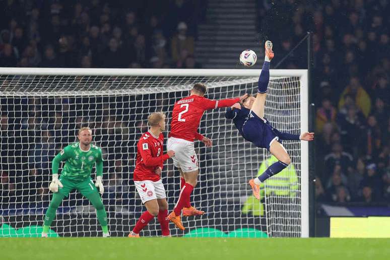 GLASGOW, SCOTLAND &ndash; NOVEMBER 18: Scott McTominay of Scotland scores his team&rsquo;s first goal during the FIFA World Cup 2026 qualifier match between Scotland and Denmark at Hampden Park on November 18, 2025 in Glasgow, Scotland. (Photo by Stu Forster/Getty Images)