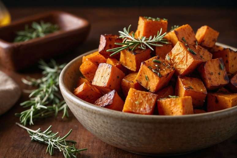 Cubos de batata-doce assada 