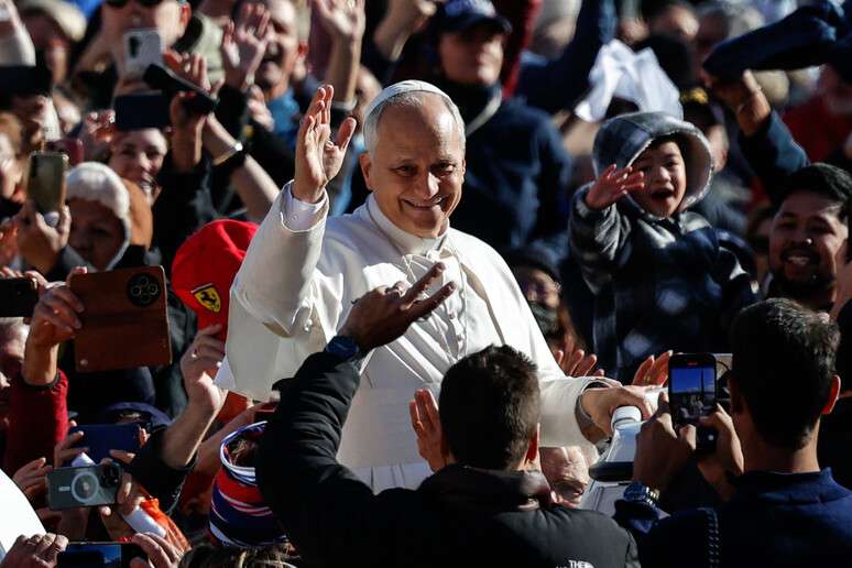 Papa Leão XIV durante audiência geral no Vaticano