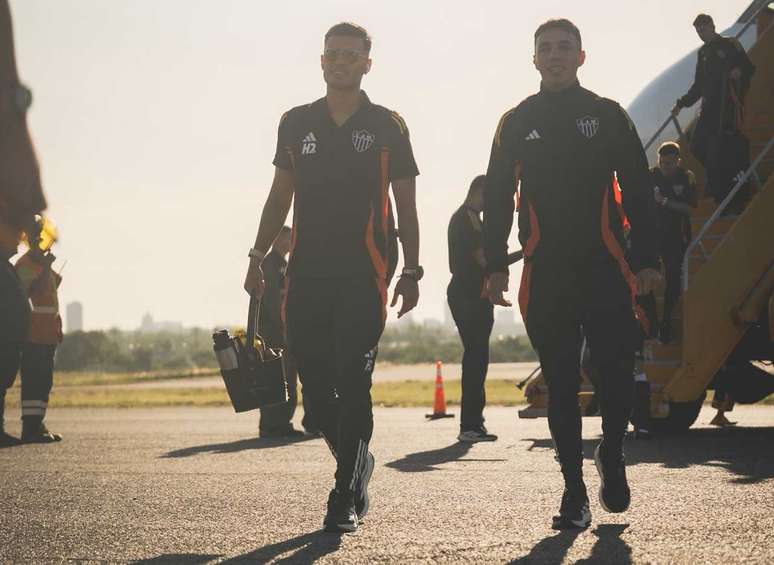 Jogadores do Atl&eacute;tico na chegada em Assun&ccedil;&atilde;o &ndash;