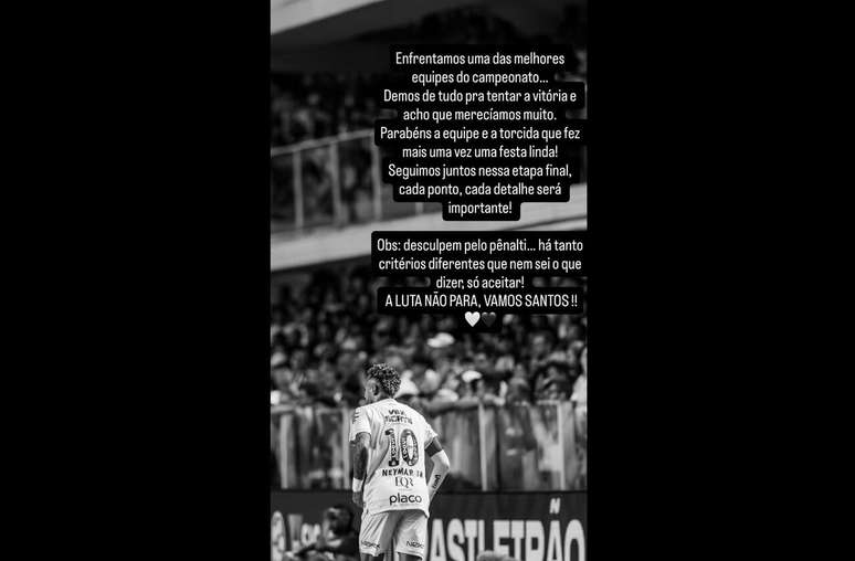 Neymar pede desculpas por p&ecirc;nalti cometido em empate do Santos &ndash;