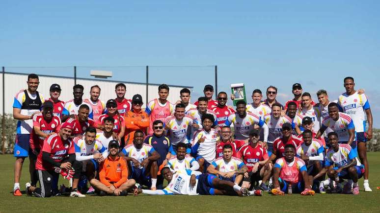Jogadores da Colômbia durante treinamento nos Estados Unidos –