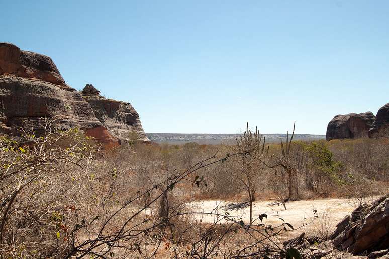 Localizado no coração do Parque Nacional da Serra da Capivara, o Deserto Vermelho encanta pela combinação de paisagens áridas, arqueologia e biodiversidade única – Wikimedia Commons/Artur Warchavchik
