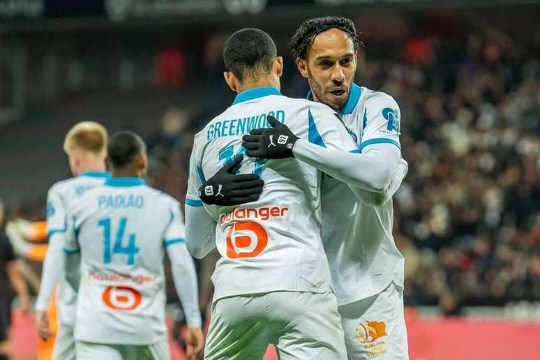 Aubameyang e Greenwood foram os destaques do Olympique de Marselha no d&eacute;rbi do Mediterr&acirc;neo &ndash;