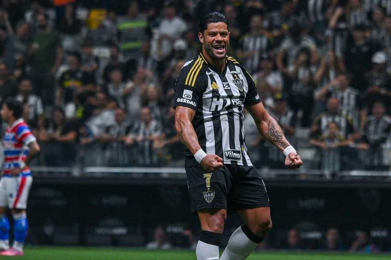Hulk (Atlético-MG) celebrando seu gol contra o Fortaleza, no dia 12.11.2025