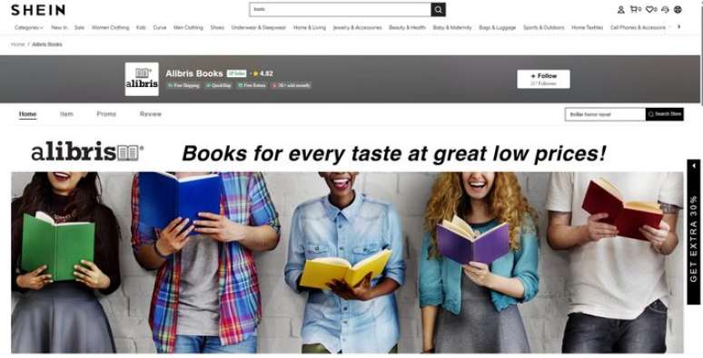 Loja da Alibris dentro da Shein marca a entrada da plataforma de produtos de moda no mundo do livro