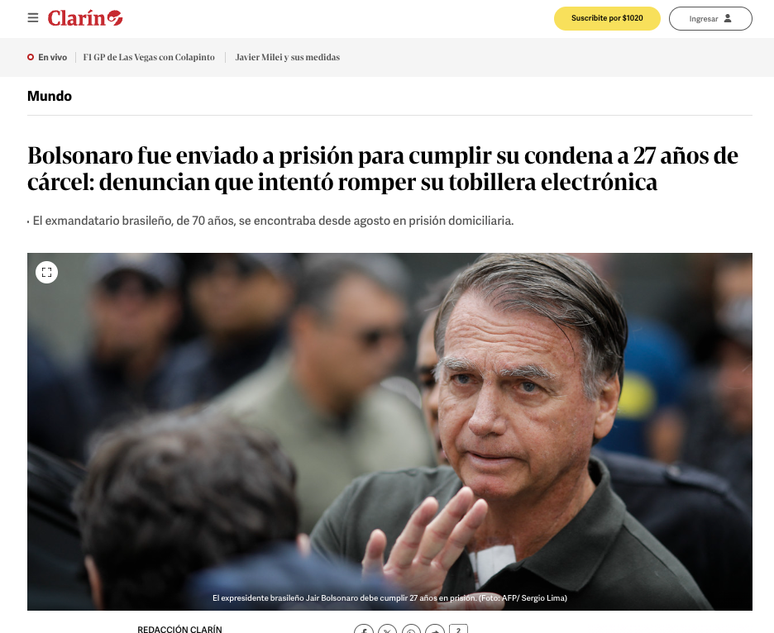 Pris&atilde;o de Bolsonaro ganhou destaque nos jornais internacionais 
