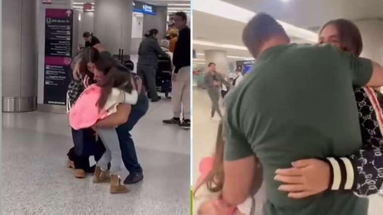 Alexander Ramajim meets his wife and daughters at the Miami airport