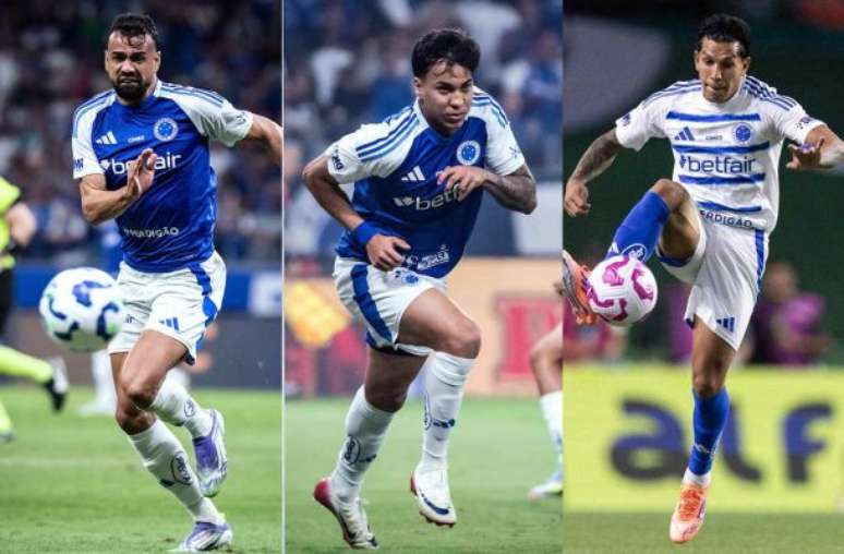 Fotos: Gustavo Aleixo e Caíque Coufal / Cruzeiro - Legenda: Trio do Cruzeiro foi liberado pelo STJD - Fotos: Gustavo Aleixo e Caíque Coufal / Cruzeiro