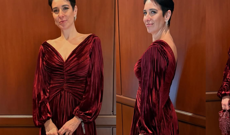 క్లాసీ! విలియం బోన్నర్ భార్య, నటాషా డాంటాస్ 2025 అంతర్జాతీయ ఎమ్మీలో తన భర్తను గౌరవించటానికి బుర్గుండి వెల్వెట్ దుస్తులను ధరించింది.