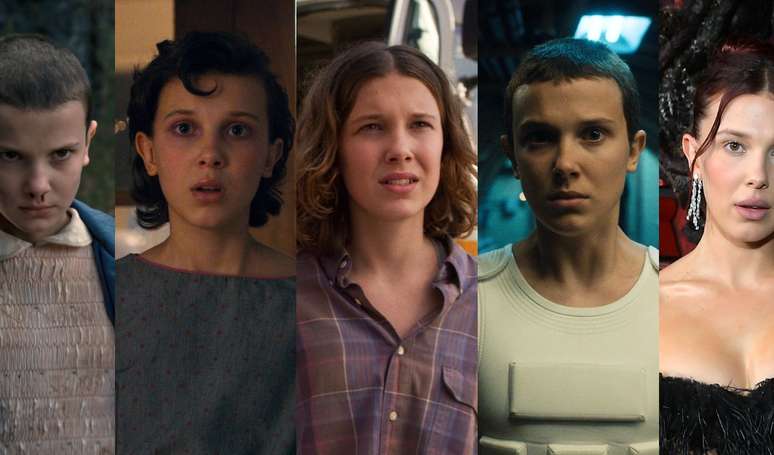 Millie Bobby Brown antes e depois: veja a transformação da atriz da primeira à quinta temporada de 'Stranger Things'.