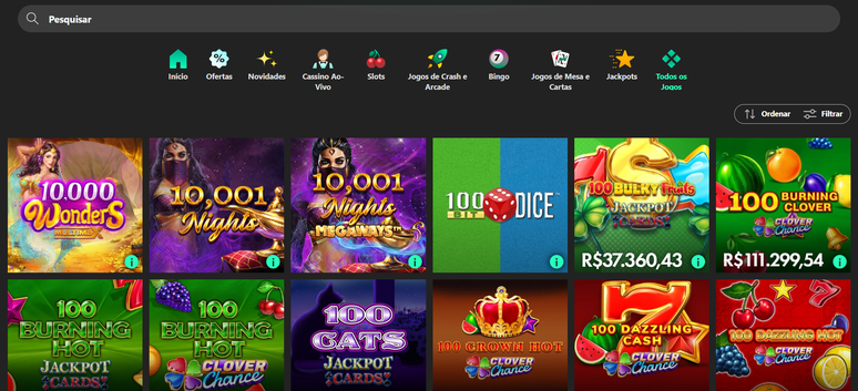 Explore o catálogo da bet365 após realizar o cadastro. A captura de tela foi feita em 27/11/2025