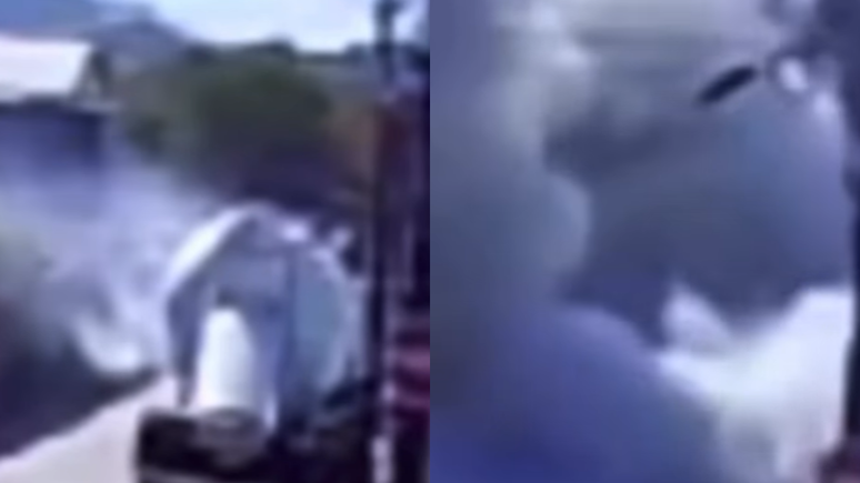 Caminhão betoneira explode em Fortaleza e impacto é flagrado por câmera de segurança