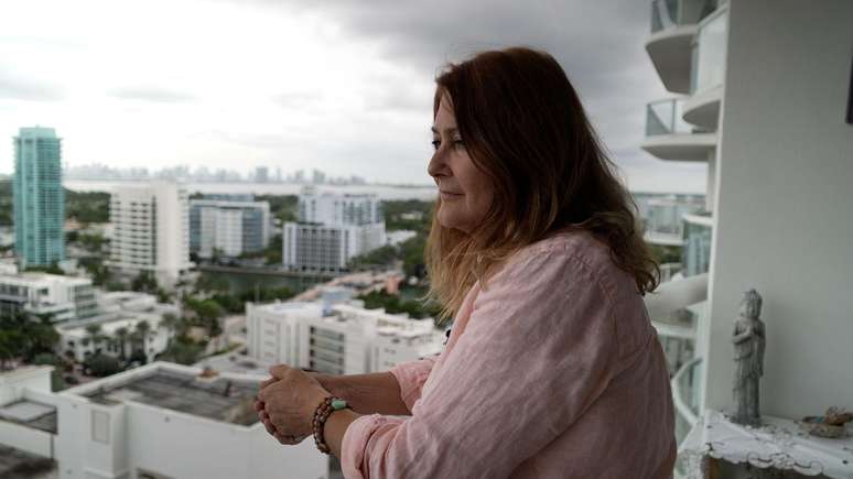 Vista de Miami Beach, do apartamento de Ilona Biskup