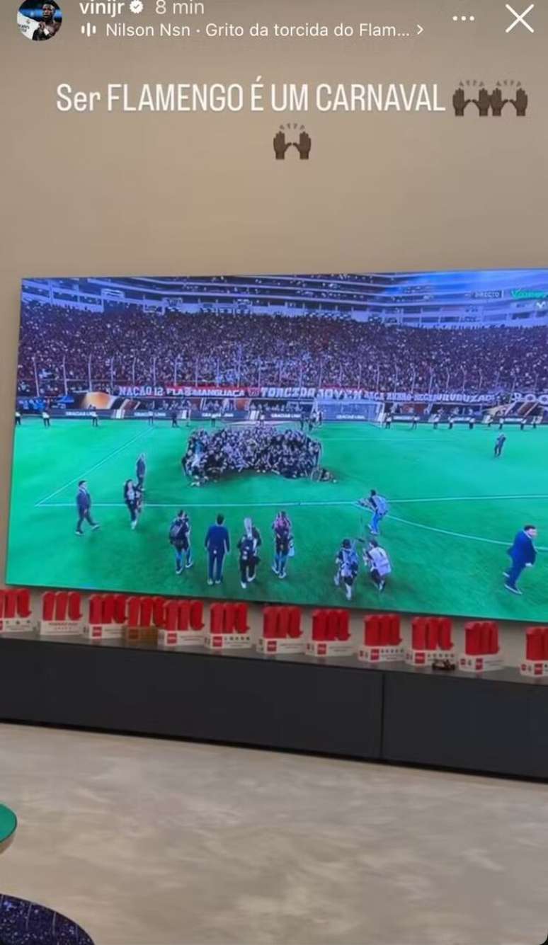 Vini Jr. comemora t&iacute;tulo do Flamengo &ndash;